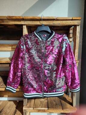 Jojo Siwa Nickelodeon Closet Pink Flip Sequin Bomber Jacket 14/16